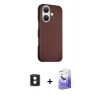 MARSİLYAN™- iPhone 16 Kılıf Kozmos Klasik Prime - Siyah Bilvis 5in1 5D Magic Hayalet Cam Ekran Koruyucu + PVD Metal Kamera Lens - MI