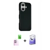 MARSİLYAN™- iPhone 16 Kılıf Kozmos Klasik Prime - Siyah Bilvis 5in1 5D Magic Hayalet Cam Ekran Koruyucu + Raze Metal Kamera Lens - PE