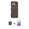 MARSİLYAN™- iPhone 16 Kılıf Kozmos Klasik Prime - Siyah Bilvis 5in1 5D Magic Hayalet Cam Ekran Koruyucu + PVD Metal Kamera Lens - YL