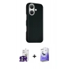 MARSİLYAN™- iPhone 16 Kılıf Kozmos Klasik Prime - Siyah Bilvis 5in1 5D Magic Hayalet Cam Ekran Koruyucu + Bilvis Titan Kamera Lens - YL