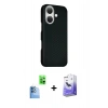 MARSİLYAN™- iPhone 16 Kılıf Kozmos Klasik Prime - Siyah Bilvis 5in1 5D Magic Hayalet Cam Ekran Koruyucu + Raze Metal Kamera Lens - LT