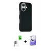 MARSİLYAN™- iPhone 16 Kılıf Kozmos Klasik Prime - Siyah Bilvis 5in1 5D Magic Hayalet Cam Ekran Koruyucu + Raze Metal Kamera Lens - BZ