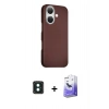MARSİLYAN™- iPhone 16 Kılıf Kozmos Klasik Prime - Siyah Bilvis 5in1 5D Magic Hayalet Cam Ekran Koruyucu + PVD Metal Kamera Lens - YL