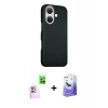 MARSİLYAN™- iPhone 16 Kılıf Kozmos Klasik Prime - Siyah Bilvis 5in1 5D Magic Hayalet Cam Ekran Koruyucu + Raze Metal Kamera Lens - PE