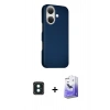 MARSİLYAN™- iPhone 16 Kılıf Kozmos Klasik Prime - Siyah Bilvis 5in1 5D Magic Hayalet Cam Ekran Koruyucu + PVD Metal Kamera Lens - YL