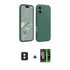 MARSİLYAN™- iPhone 16 Kılıf Kozmos Yansıma Özel Seri - Şeffaf 360 Full Body Arka Koruyucu + Pembe PVD Metal Kamera Lens
