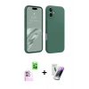 MARSİLYAN™- iPhone 16 Kılıf Kozmos Yansıma Özel Seri - Şeffaf Pasifik Cam Ekran Koruyucu + Pembe Raze Metal Kamera Lens