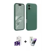 MARSİLYAN™- iPhone 16 Kılıf Kozmos Yansıma Özel Seri - Şeffaf Pasifik Cam Ekran Koruyucu + Siyah Bilvis Titan Kamera Lens