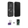 MARSİLYAN™- iPhone 16 Kılıf Kozmos Yansıma Özel Seri - Siyah 360 Mat Full Body Arka Koruyucu + Bilvis Titan Kamera Lens - PE