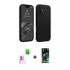 MARSİLYAN™- iPhone 16 Kılıf Kozmos Yansıma Özel Seri - Siyah 360 Mat Full Body Arka Koruyucu + Raze Metal Kamera Lens - PE