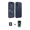 MARSİLYAN™- iPhone 16 Kılıf Kozmos Yansıma Özel Seri - Siyah 360 Mat Full Body Arka Koruyucu + PVD Metal Kamera Lens - MI