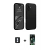 MARSİLYAN™- iPhone 16 Kılıf Kozmos Yansıma Özel Seri - Siyah 360 Mat Full Body Arka Koruyucu + PVD Metal Kamera Lens - MI