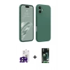 MARSİLYAN™- iPhone 16 Kılıf Kozmos Yansıma Özel Seri - Siyah 360 Mat Full Body Arka Koruyucu + Bilvis Titan Kamera Lens - SH