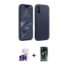 MARSİLYAN™- iPhone 16 Kılıf Kozmos Yansıma Özel Seri - Siyah 360 Mat Full Body Arka Koruyucu + Bilvis Titan Kamera Lens - SH
