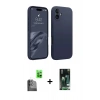 MARSİLYAN™- iPhone 16 Kılıf Kozmos Yansıma Özel Seri - Siyah 360 Mat Full Body Arka Koruyucu + Raze Metal Kamera Lens - SH