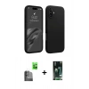 MARSİLYAN™- iPhone 16 Kılıf Kozmos Yansıma Özel Seri - Siyah 360 Mat Full Body Arka Koruyucu + Raze Metal Kamera Lens - SH