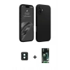 MARSİLYAN™- iPhone 16 Kılıf Kozmos Yansıma Özel Seri - Siyah 360 Mat Full Body Arka Koruyucu + PVD Metal Kamera Lens - YL