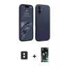 MARSİLYAN™- iPhone 16 Kılıf Kozmos Yansıma Özel Seri - Siyah 360 Mat Full Body Arka Koruyucu + PVD Metal Kamera Lens - YL