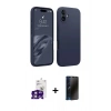 MARSİLYAN™- iPhone 16 Kılıf Kozmos Yansıma Özel Seri - Siyah 3D Antistatik Hayalet Cam Ekran Koruyucu + Bilvis Titan Kamera Lens - PE