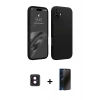 MARSİLYAN™- iPhone 16 Kılıf Kozmos Yansıma Özel Seri - Siyah 3D Antistatik Hayalet Cam Ekran Koruyucu + PVD Metal Kamera Lens - PE