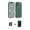 MARSİLYAN™- iPhone 16 Kılıf Kozmos Yansıma Özel Seri - Siyah 3D Antistatik Hayalet Cam Ekran Koruyucu + PVD Metal Kamera Lens - PE