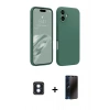 MARSİLYAN™- iPhone 16 Kılıf Kozmos Yansıma Özel Seri - Siyah 3D Antistatik Hayalet Cam Ekran Koruyucu + PVD Metal Kamera Lens - MI