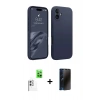 MARSİLYAN™- iPhone 16 Kılıf Kozmos Yansıma Özel Seri - Siyah 3D Antistatik Hayalet Cam Ekran Koruyucu + Raze Metal Kamera Lens - BZ