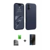 MARSİLYAN™- iPhone 16 Kılıf Kozmos Yansıma Özel Seri - Siyah 3D Antistatik Hayalet Cam Ekran Koruyucu + Raze Metal Kamera Lens - SH