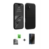 MARSİLYAN™- iPhone 16 Kılıf Kozmos Yansıma Özel Seri - Siyah 3D Antistatik Hayalet Cam Ekran Koruyucu + Raze Metal Kamera Lens - SH