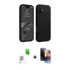 MARSİLYAN™- iPhone 16 Kılıf Kozmos Yansıma Özel Seri - Siyah 3D Antistatik Mat Seramik Nano Ekran Koruyucu + Raze Metal Kamera Lens - BZ