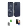 MARSİLYAN™- iPhone 16 Kılıf Kozmos Yansıma Özel Seri - Siyah 3D Antistatik Mat Seramik Nano Ekran Koruyucu + Siyah Raze Metal Kamera Lens