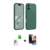 MARSİLYAN™- iPhone 16 Kılıf Kozmos Yansıma Özel Seri - Siyah 3D Antistatik Mat Seramik Nano Ekran Koruyucu + Raze Metal Kamera Lens - PE