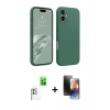 MARSİLYAN™- iPhone 16 Kılıf Kozmos Yansıma Özel Seri - Siyah 3D Antistatik Mat Seramik Nano Ekran Koruyucu + Raze Metal Kamera Lens - BZ