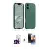 MARSİLYAN™- iPhone 16 Kılıf Kozmos Yansıma Özel Seri - Siyah 3D Antistatik Mat Seramik Nano Ekran Koruyucu + Yeşil Bilvis Titan Kamera Lens