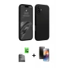 MARSİLYAN™- iPhone 16 Kılıf Kozmos Yansıma Özel Seri - Siyah 3D Antistatik Mat Seramik Nano Ekran Koruyucu + Siyah Raze Metal Kamera Lens