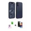 MARSİLYAN™- iPhone 16 Kılıf Kozmos Yansıma Özel Seri - Siyah 3D Antistatik Mat Seramik Nano Ekran Koruyucu + Raze Metal Kamera Lens - PE
