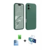 MARSİLYAN™- iPhone 16 Kılıf Kozmos Yansıma Özel Seri - Siyah 3D Antistatik Seramik Nano Ekran Koruyucu + Lacivert Raze Metal Kamera Lens