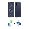 MARSİLYAN™- iPhone 16 Kılıf Kozmos Yansıma Özel Seri - Siyah 3D Antistatik Seramik Nano Ekran Koruyucu + Lacivert Raze Metal Kamera Lens