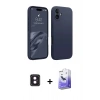 MARSİLYAN™- iPhone 16 Kılıf Kozmos Yansıma Özel Seri - Siyah Bilvis 5in1 5D Magic Hayalet Cam Ekran Koruyucu + PVD Metal Kamera Lens - PE