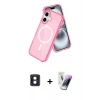 MARSİLYAN™- iPhone 16 Kılıf Nova Asil Prime - Şeffaf Pasifik Cam Ekran Koruyucu + Mavi PVD Metal Kamera Lens