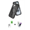 MARSİLYAN™- iPhone 16 Kılıf Nova Asil Prime - Şeffaf Pasifik Cam Ekran Koruyucu + Raze Metal Kamera Lens - BZ