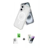MARSİLYAN™- iPhone 16 Kılıf Nova Asil Prime - Şeffaf Pasifik Cam Ekran Koruyucu + Raze Metal Kamera Lens - BZ