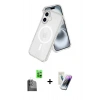 MARSİLYAN™- iPhone 16 Kılıf Nova Asil Prime - Şeffaf Pasifik Cam Ekran Koruyucu + Raze Metal Kamera Lens - SH
