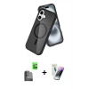 MARSİLYAN™- iPhone 16 Kılıf Nova Asil Prime - Şeffaf Pasifik Cam Ekran Koruyucu + Raze Metal Kamera Lens - SH