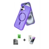 MARSİLYAN™- iPhone 16 Kılıf Nova Asil Prime - Şeffaf Pasifik Cam Ekran Koruyucu + Raze Metal Kamera Lens - SH