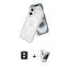 MARSİLYAN™- iPhone 16 Kılıf Nova Asil Prime - Şeffaf Pasifik Cam Ekran Koruyucu + PVD Metal Kamera Lens - YL