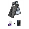 MARSİLYAN™- iPhone 16 Kılıf Nova Asil Prime - Siyah 3D Antistatik Hayalet Cam Ekran Koruyucu + Bilvis Titan Kamera Lens - GS