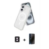 MARSİLYAN™- iPhone 16 Kılıf Nova Asil Prime - Siyah 3D Antistatik Hayalet Cam Ekran Koruyucu + PVD Metal Kamera Lens - PE