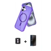 MARSİLYAN™- iPhone 16 Kılıf Nova Asil Prime - Siyah 3D Antistatik Hayalet Cam Ekran Koruyucu + PVD Metal Kamera Lens - PE
