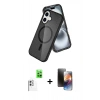 MARSİLYAN™- iPhone 16 Kılıf Nova Asil Prime - Siyah 3D Antistatik Mat Seramik Nano Ekran Koruyucu + Raze Metal Kamera Lens - BZ